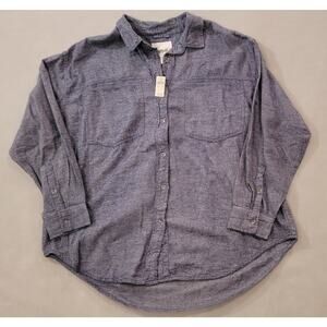 Aerie Oversized Striped Button-Down Shirt – Blue & White (NWT)